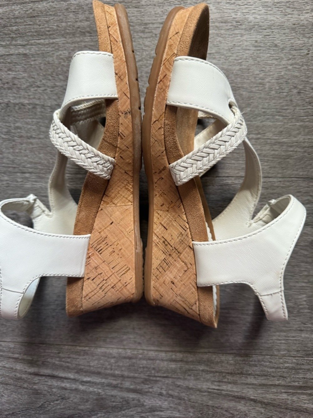 BareTraps White Braided-Strap Women's Sandals with Tan Footbed - Picture 3 of 4